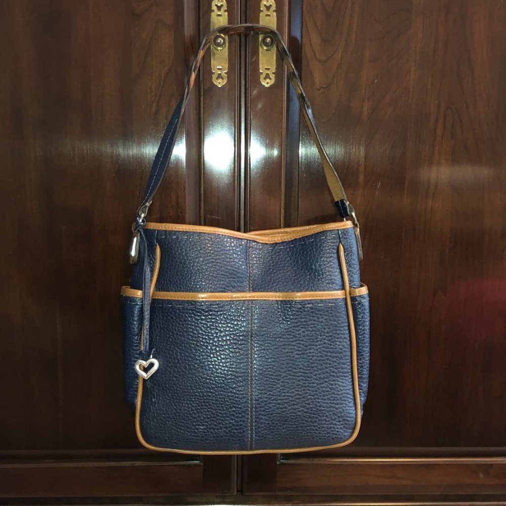 Brighton dark blue Pebbled leather "Aubrey" purse